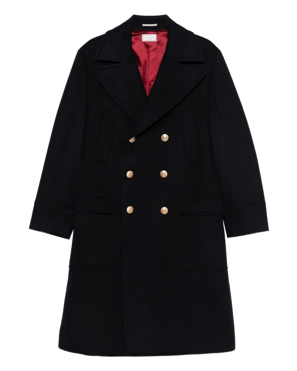 Abrigo Con Doble Botonadura Brunello Cucinelli de hombre de color Black