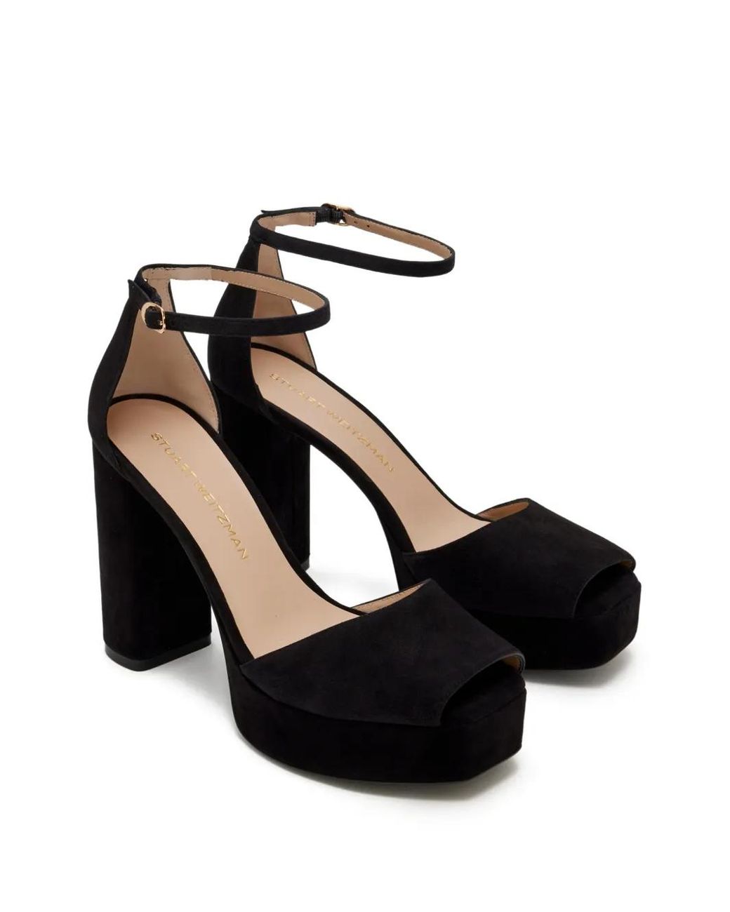 Stuart Weitzman Black Sabrina Platform Ankle-Strap Sandals
