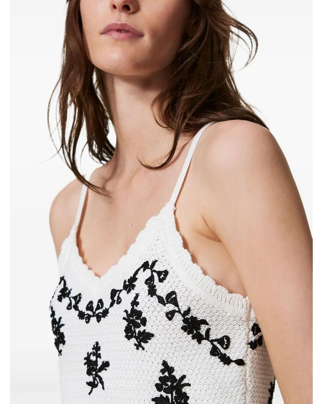 Twinset White Embroidered Crop Top