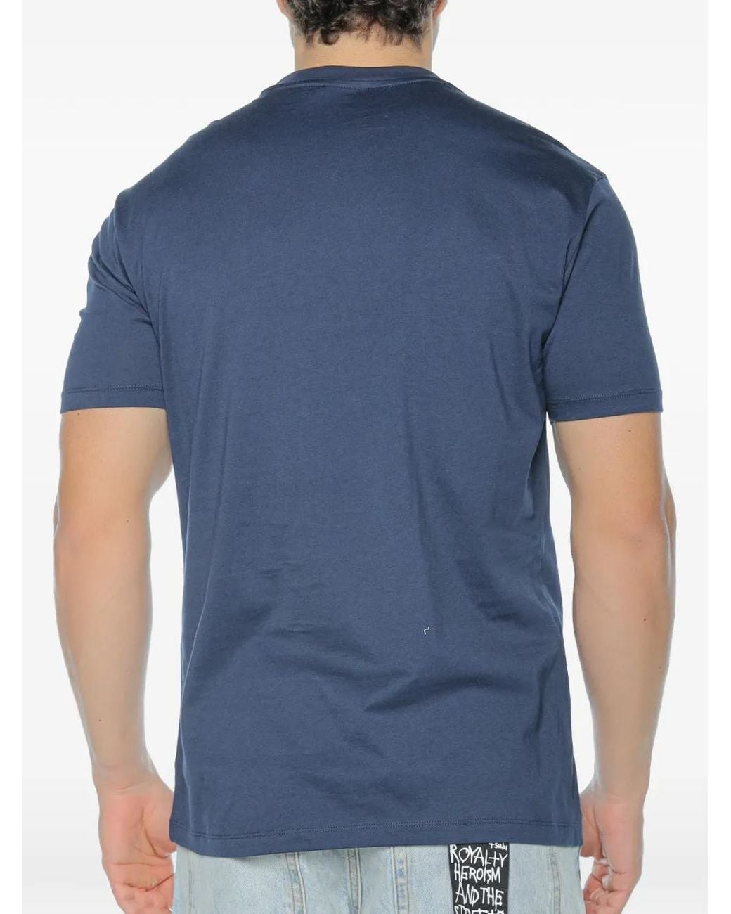ARMANI EXCHANGE Blue Logo-Print T-Shirt for men