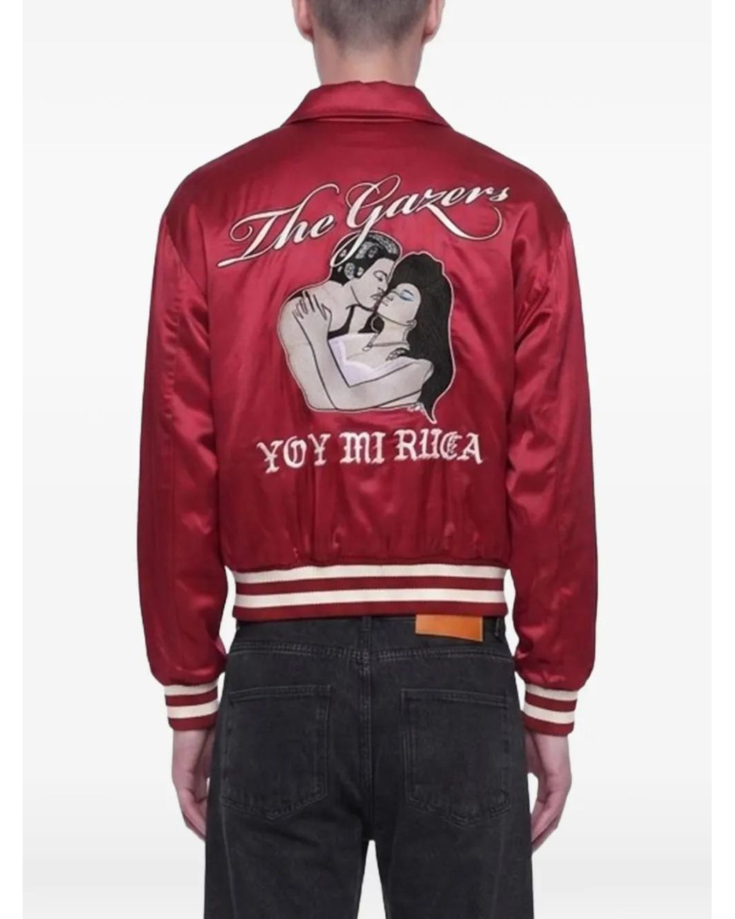 Second/Layer Aces Embroidered Satin Jacket for men