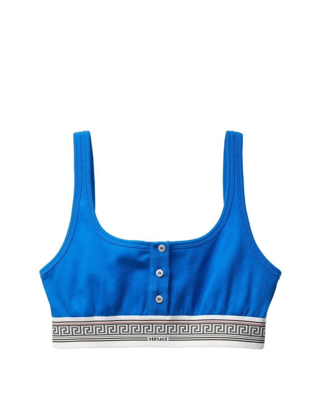 Versace Geribbelde Bralette Van Katoen-Jersey in het Blue
