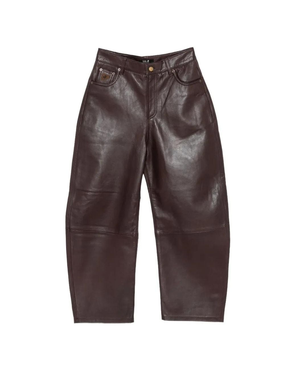 Lois Gray Leather Wide-Leg Trousers