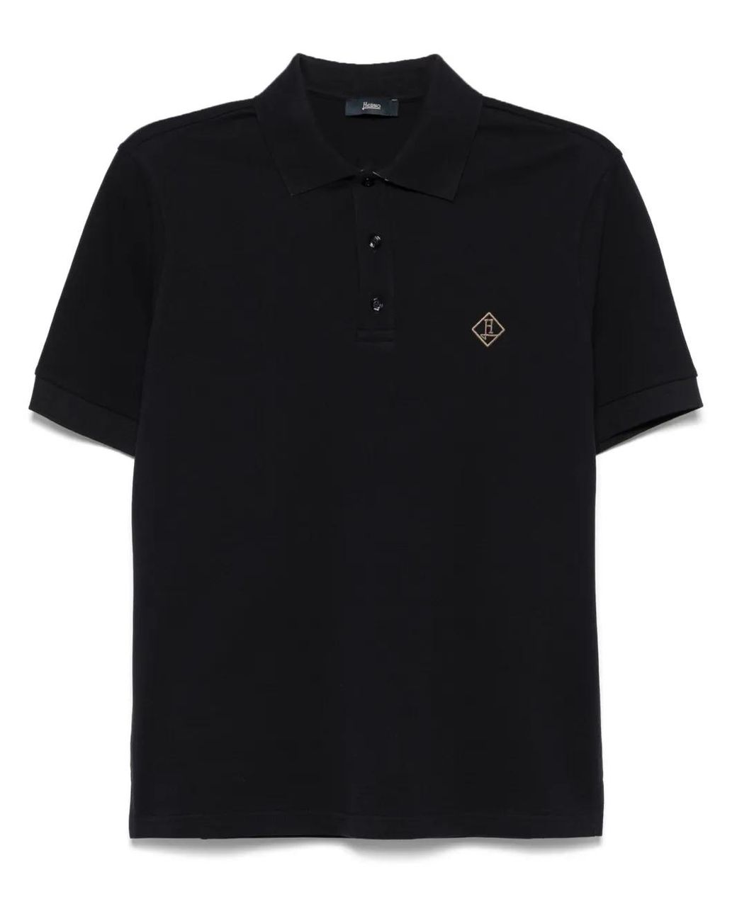 Herno Black Logo Cotton Polo Shirt for men