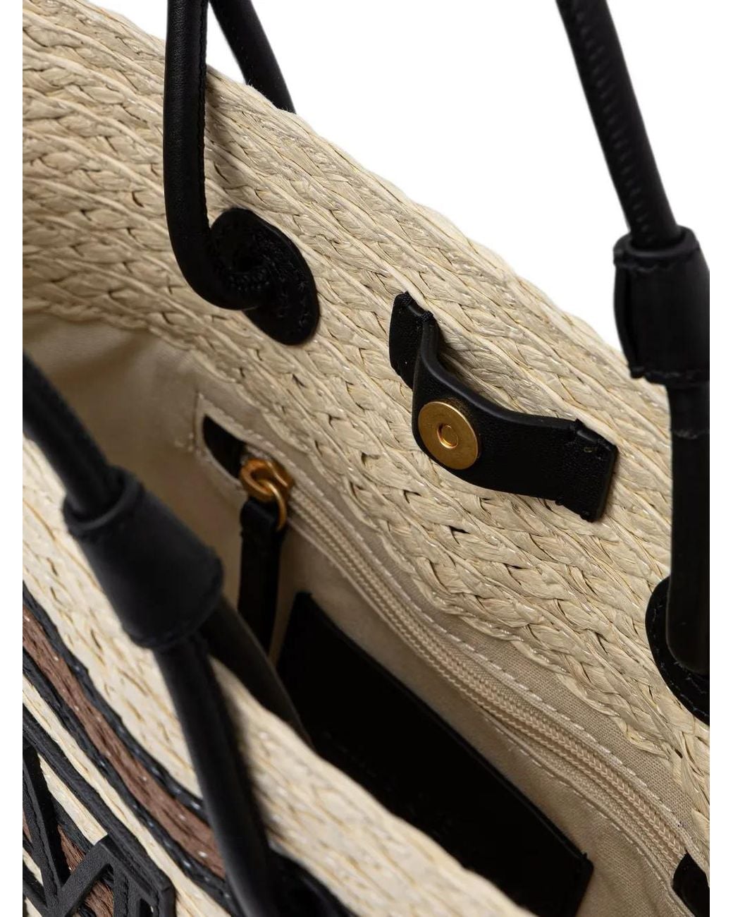 Marc O' Polo Black Striped Woven Tote Bag