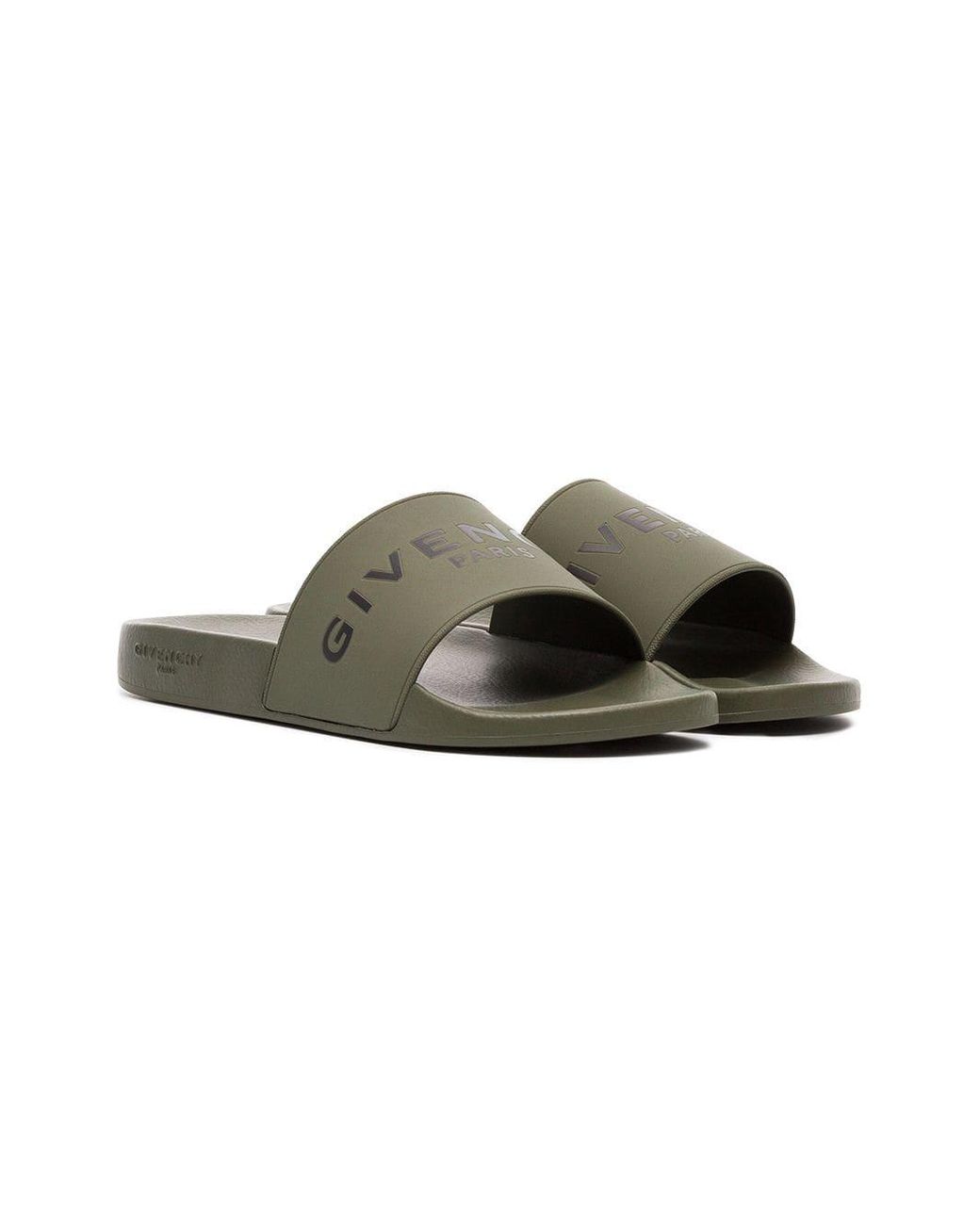 Givenchy Khaki Logo Pool Slides in Green for Men Lyst
