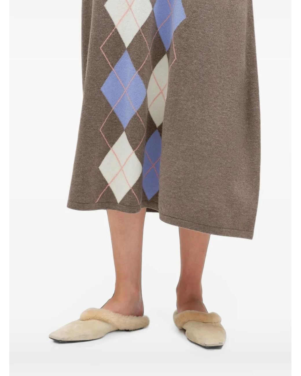 Chinti & Parker White Argyle-Knit Midi Skirt