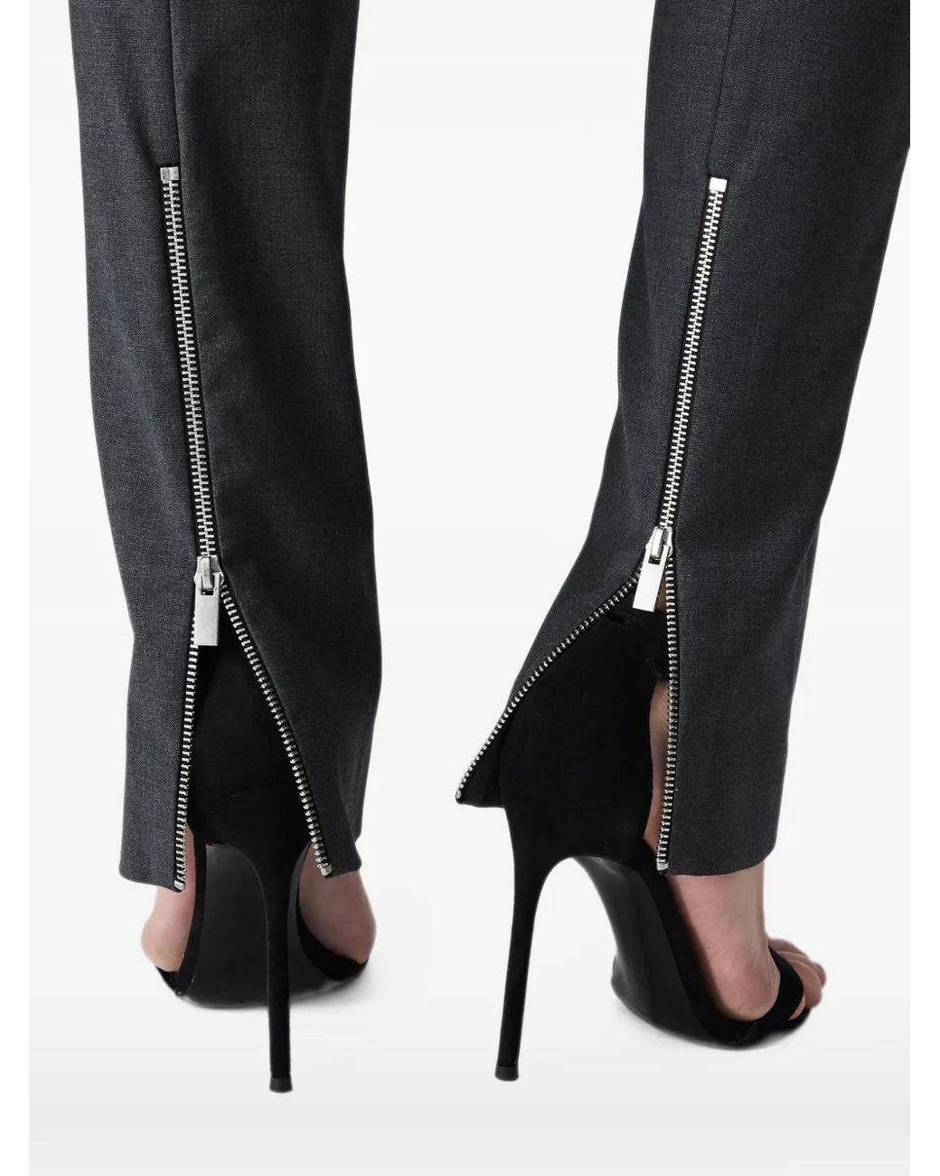 Vera Wang Gray Iowa Zip-Detail Trousers