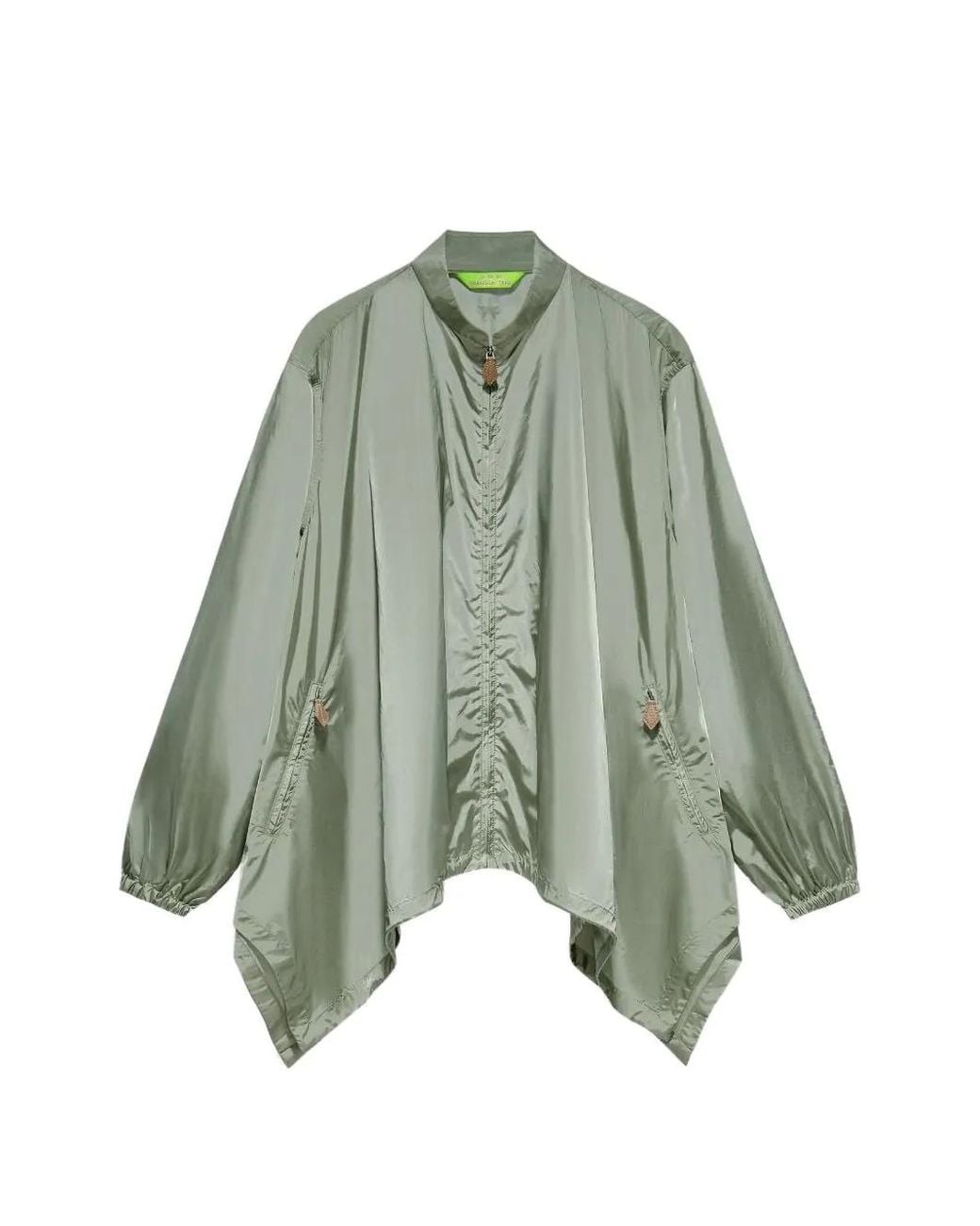 Shanghai Tang Green Tang Asymmetric Windbreaker Jacket