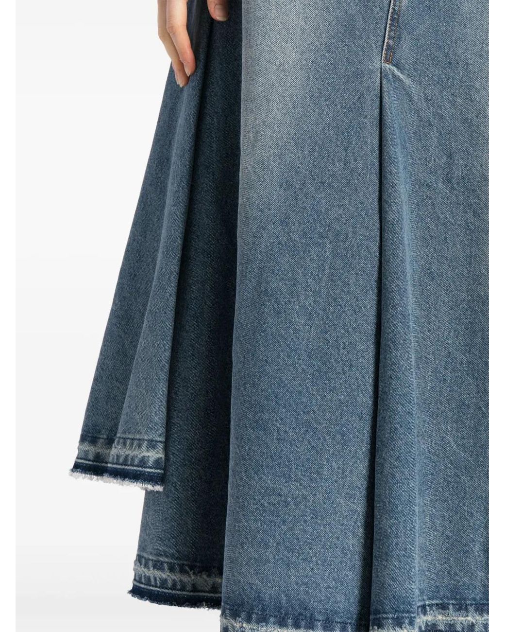 JNBY Blue Distressed Maxi Denim Skirt