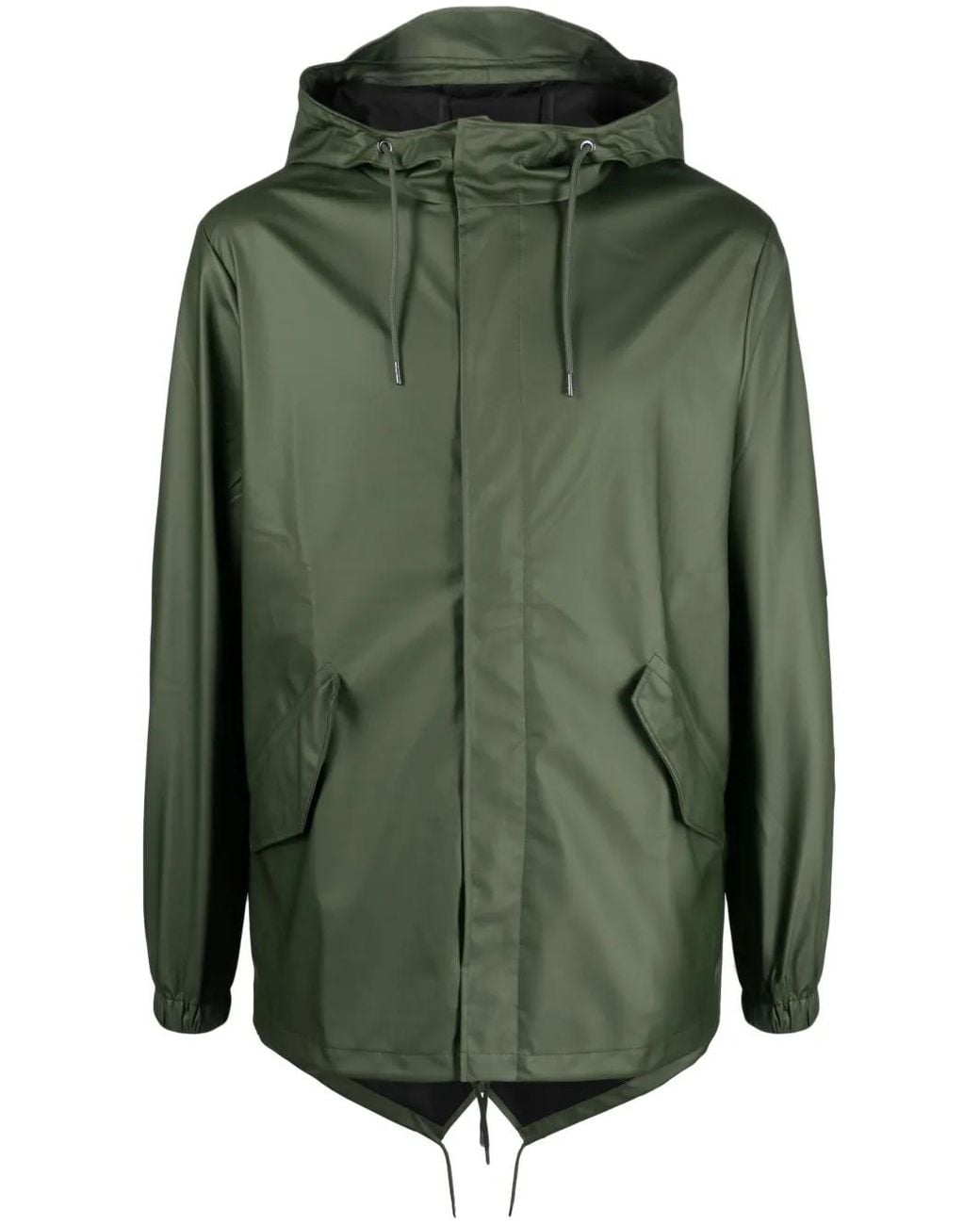 Rains Green Fishtail Hooded Raincoat