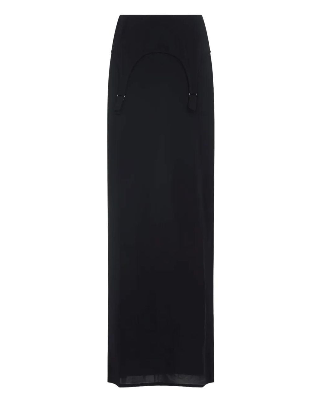 Jean Paul Gaultier Black Suspender-Detail Maxi Skirt