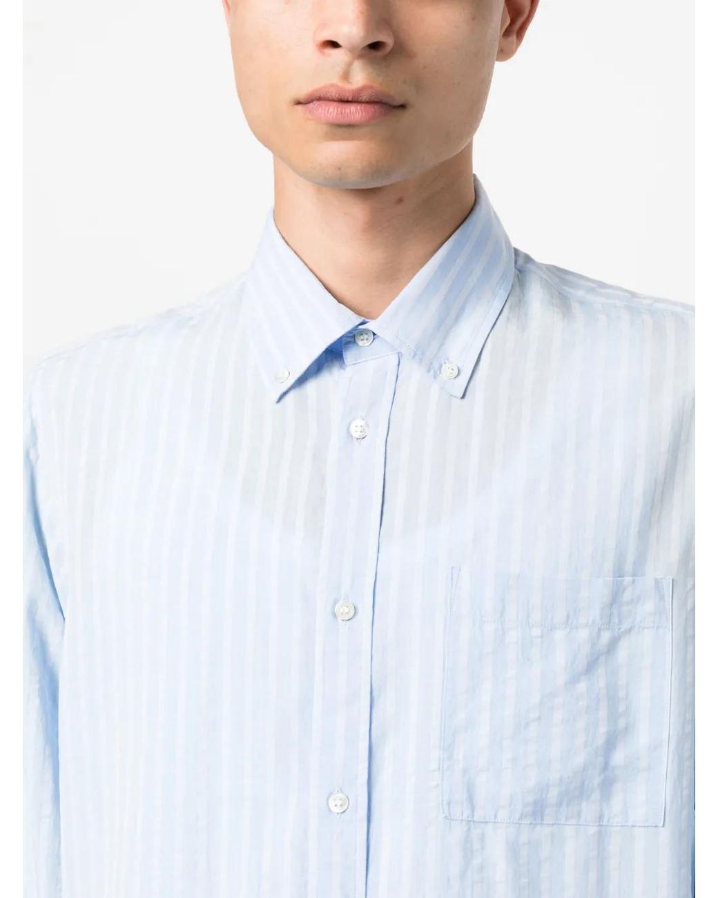 Another Aspect Blue 1.0 Stripe-Pattern Shirt for men
