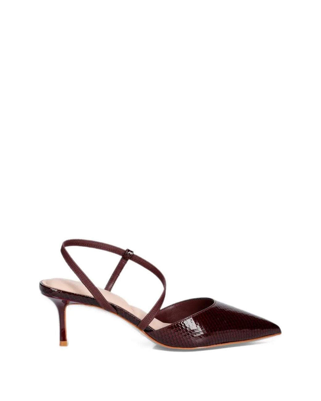 Dune Brown Charming Snakeskin-Effect Slingback Pumps