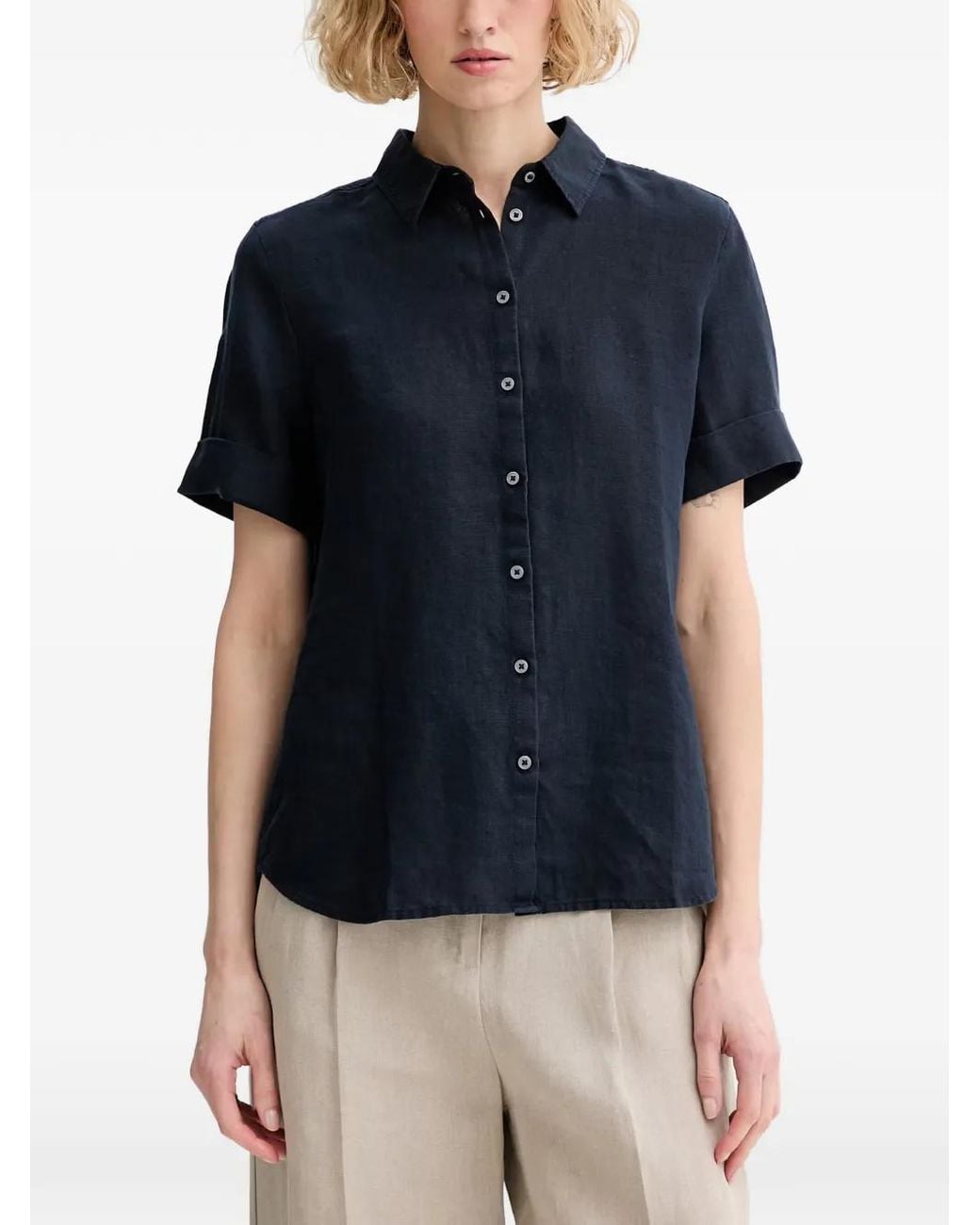 Marc O' Polo Blue Chemise En Lin À Manches Courtes