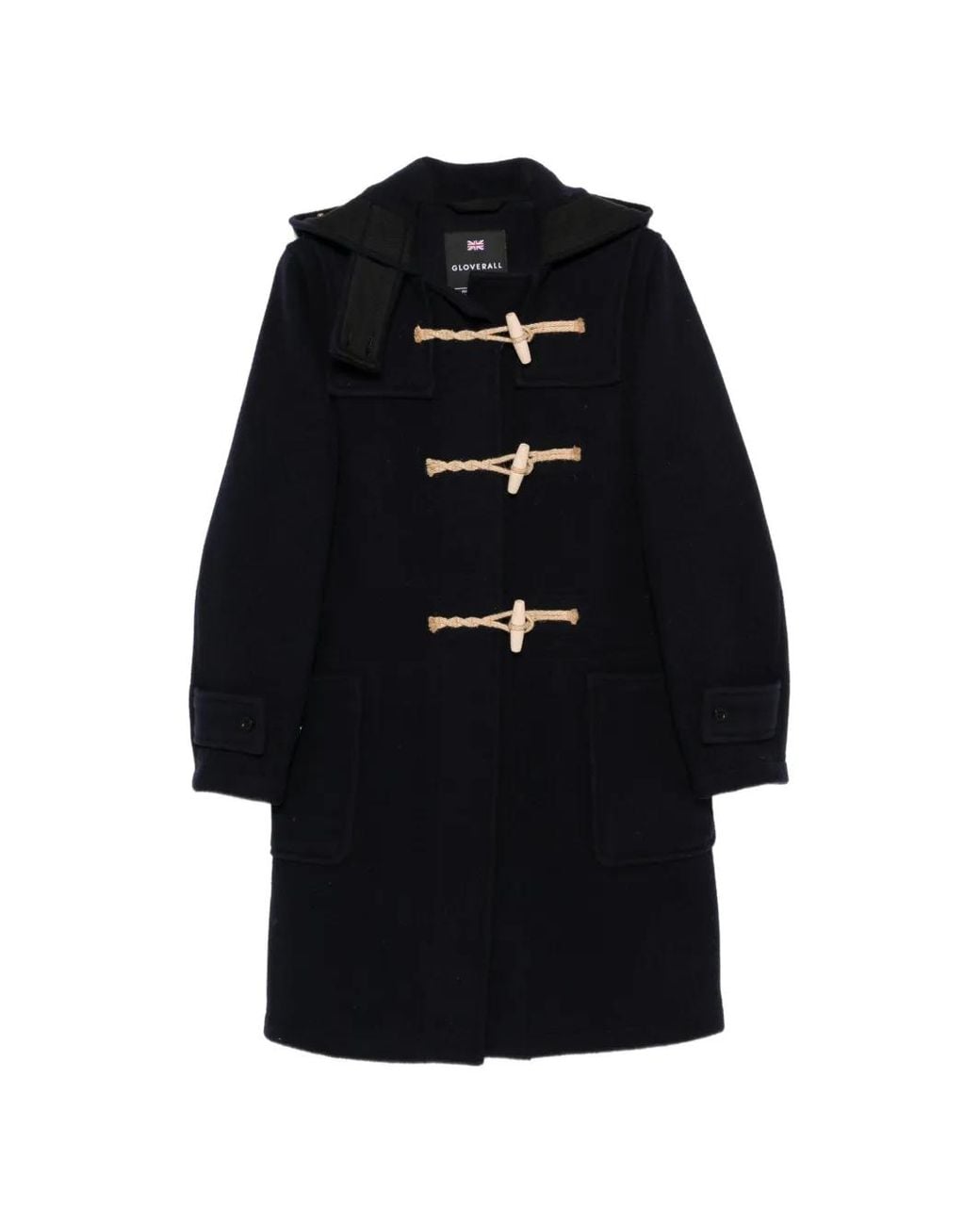 Gloverall Black Montgomery Hooded Duffle Coat