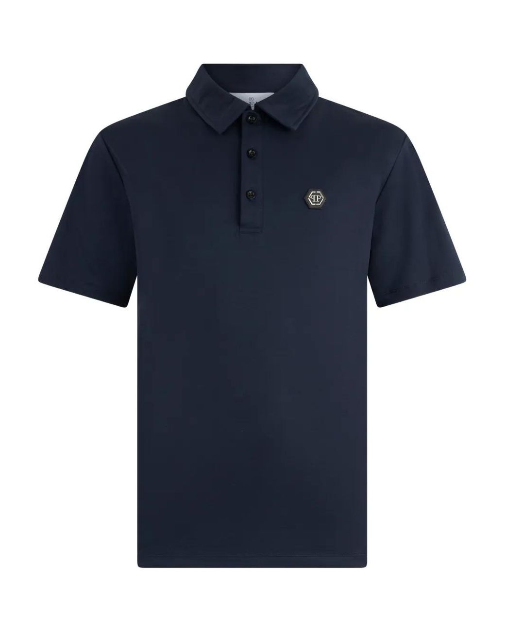 Philipp Plein Blue Hexagon-Logo Polo Shirt for men