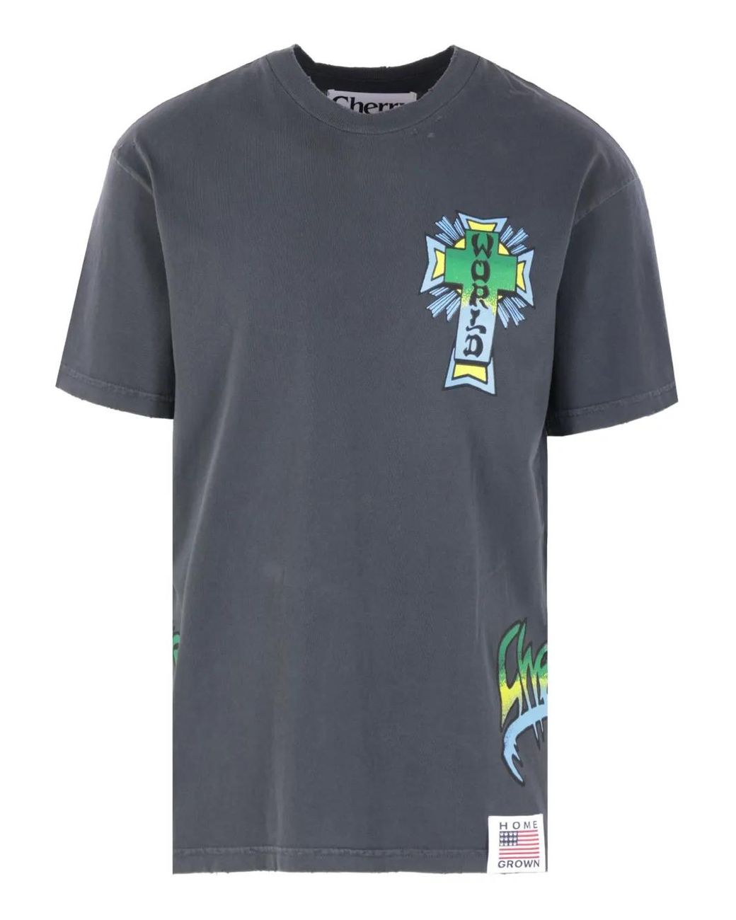 Cherry World Blue Graphic-Print T-Shirt for men
