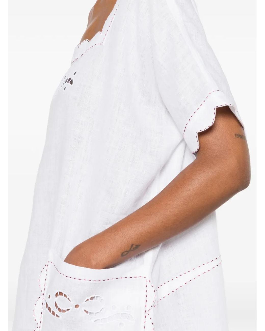 Vita Kin White Formentera Scalloped-Edge Midi Dress