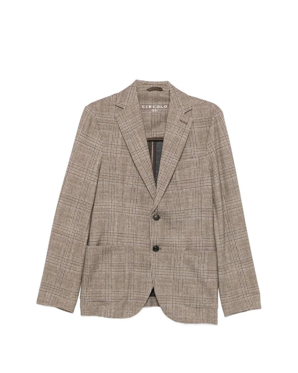 Circolo 1901 Brown Check-Pattern Blazer for men