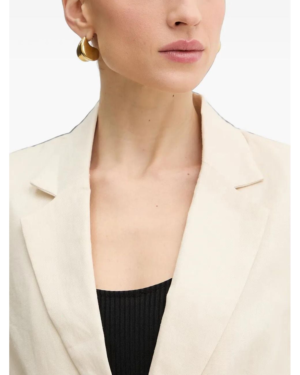 Silvian Heach Natural Blazer Boutonné À Revers Crantés