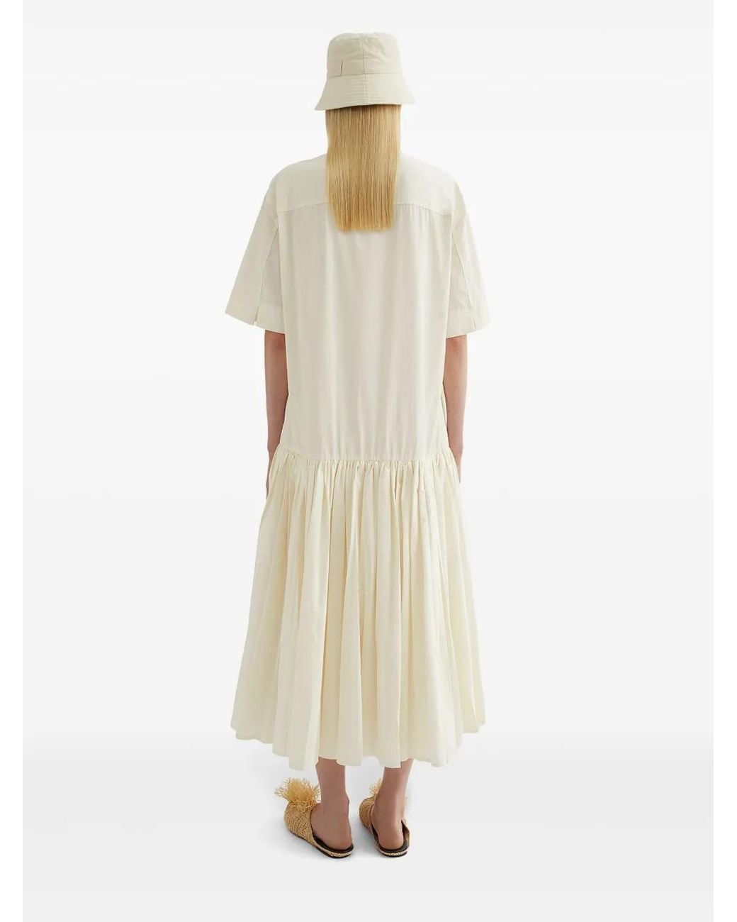 Jil Sander White Relaxed Cotton Dress With Button-Down Front