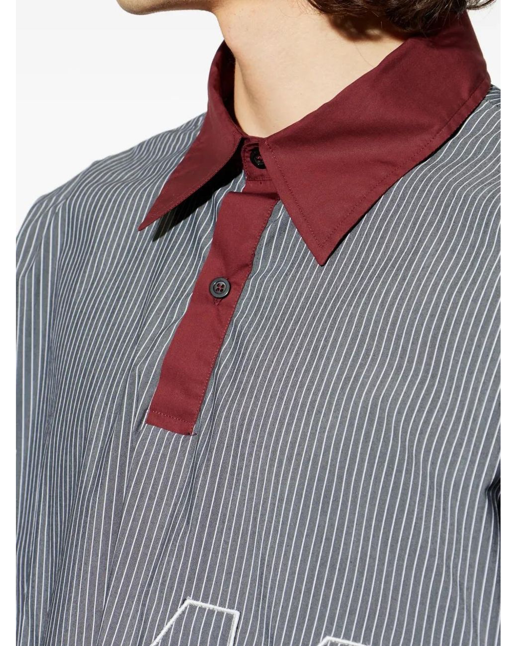 PDF Gray Polo Rayé À Broderies for men
