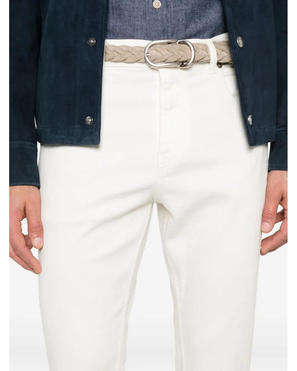 Eleventy White Five-Pocket Trousers for men
