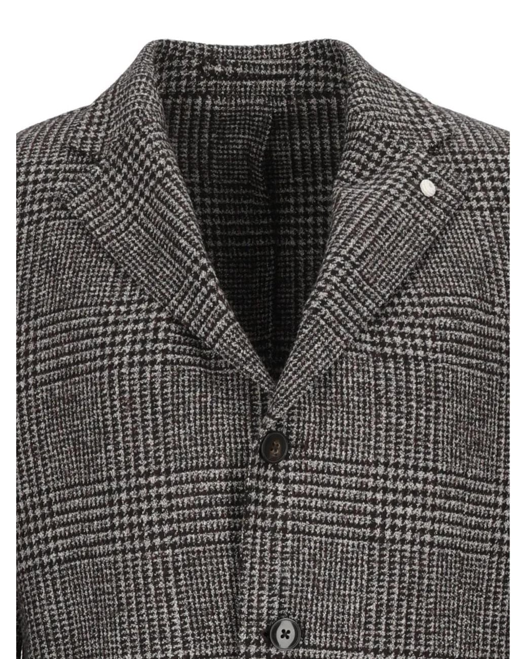 Luigi Bianchi Gray Prince Of Wales Check Blazer for men