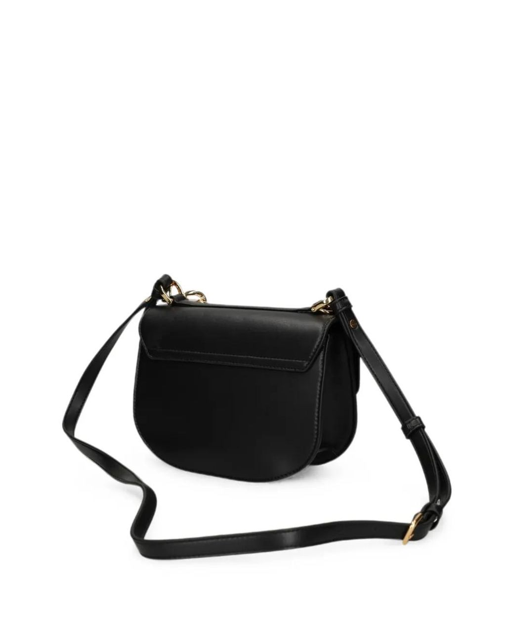 Love Moschino Black Chain-Link Heart-Charm Cross Body Bag