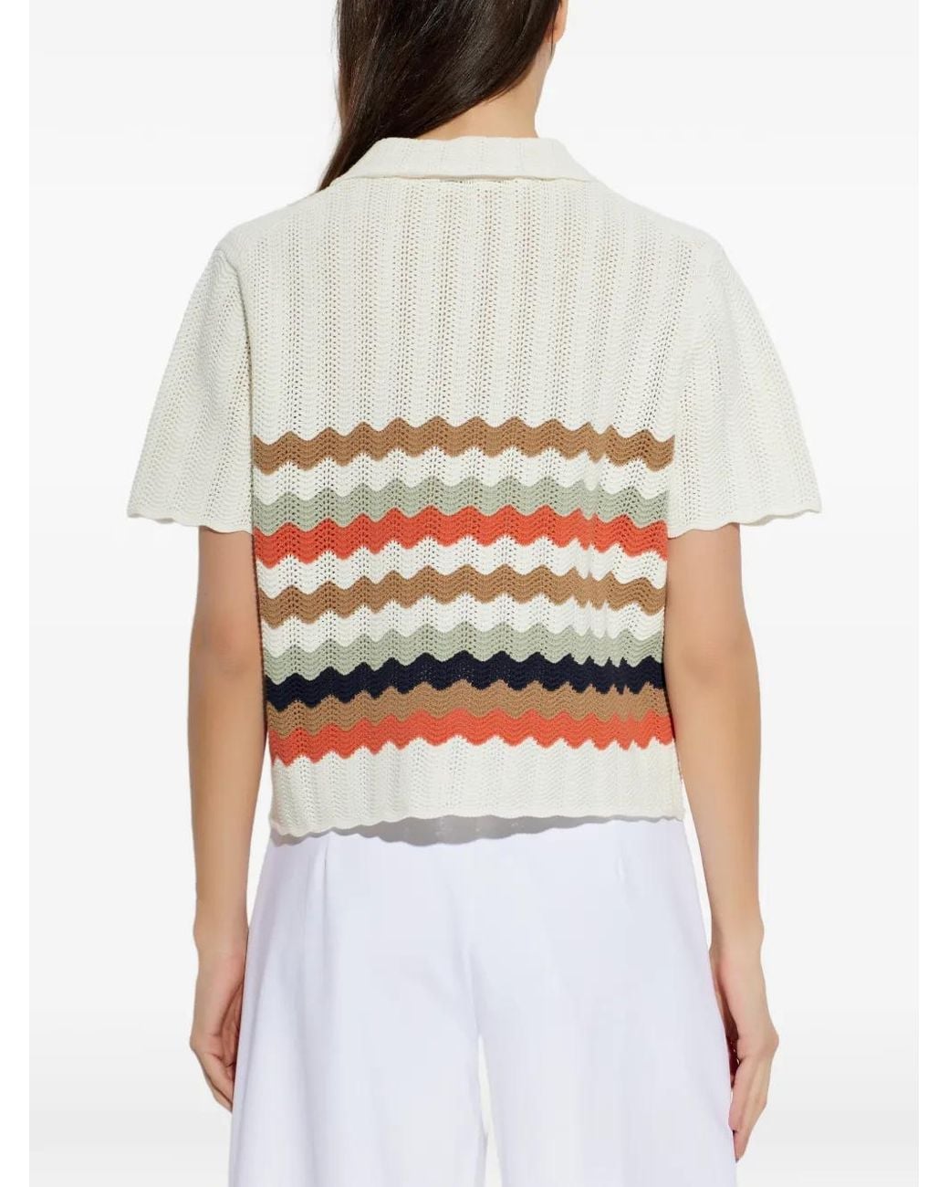 Paul Smith White Zigzag-Pattern Crochet Shirt