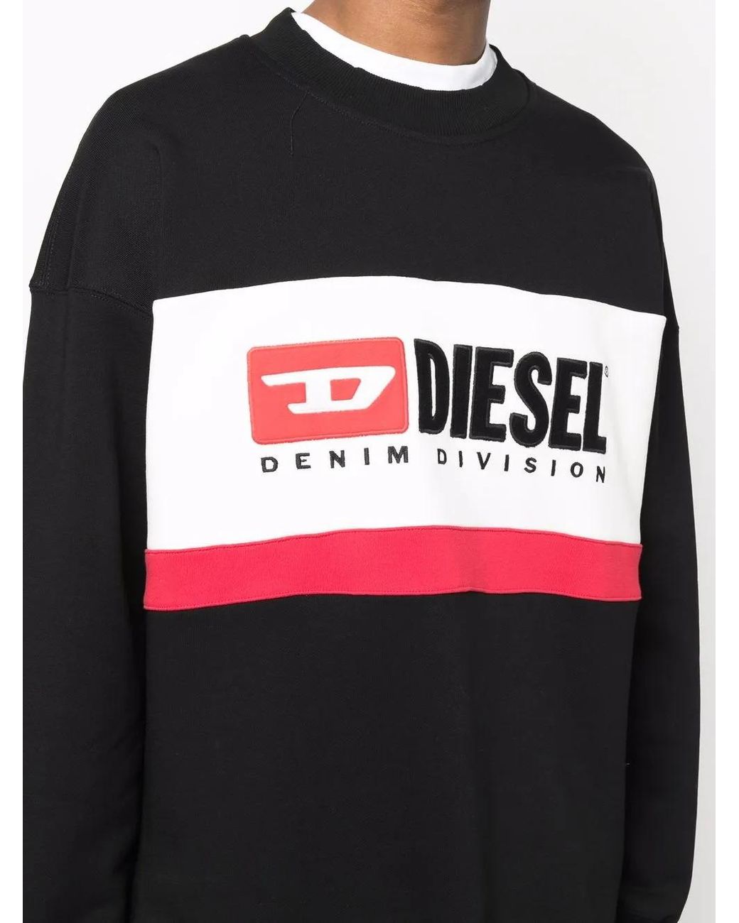 DIESEL Black Logo-Print Crew Neck Sweatshirt for men