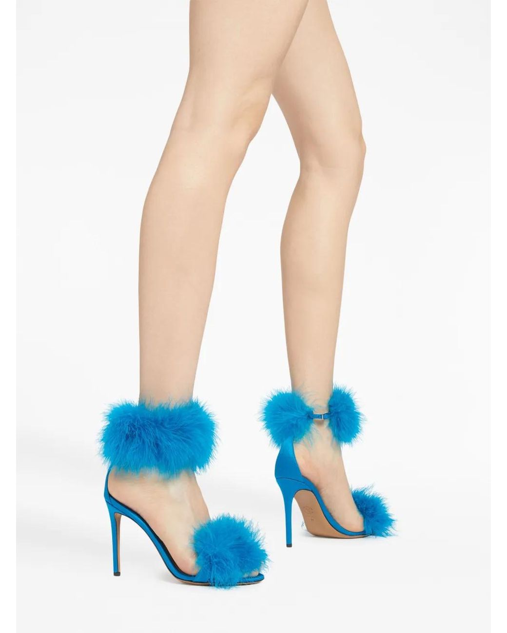Alexandre Vauthier Blue Veronica 105Mm Feather-Detailing Sandals