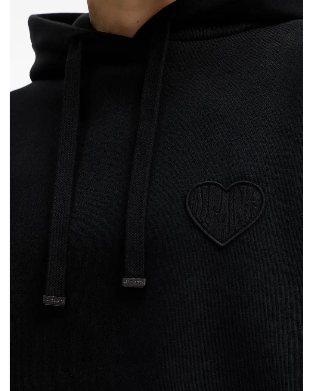 AllSaints Black Heart-Patch Hoodie
