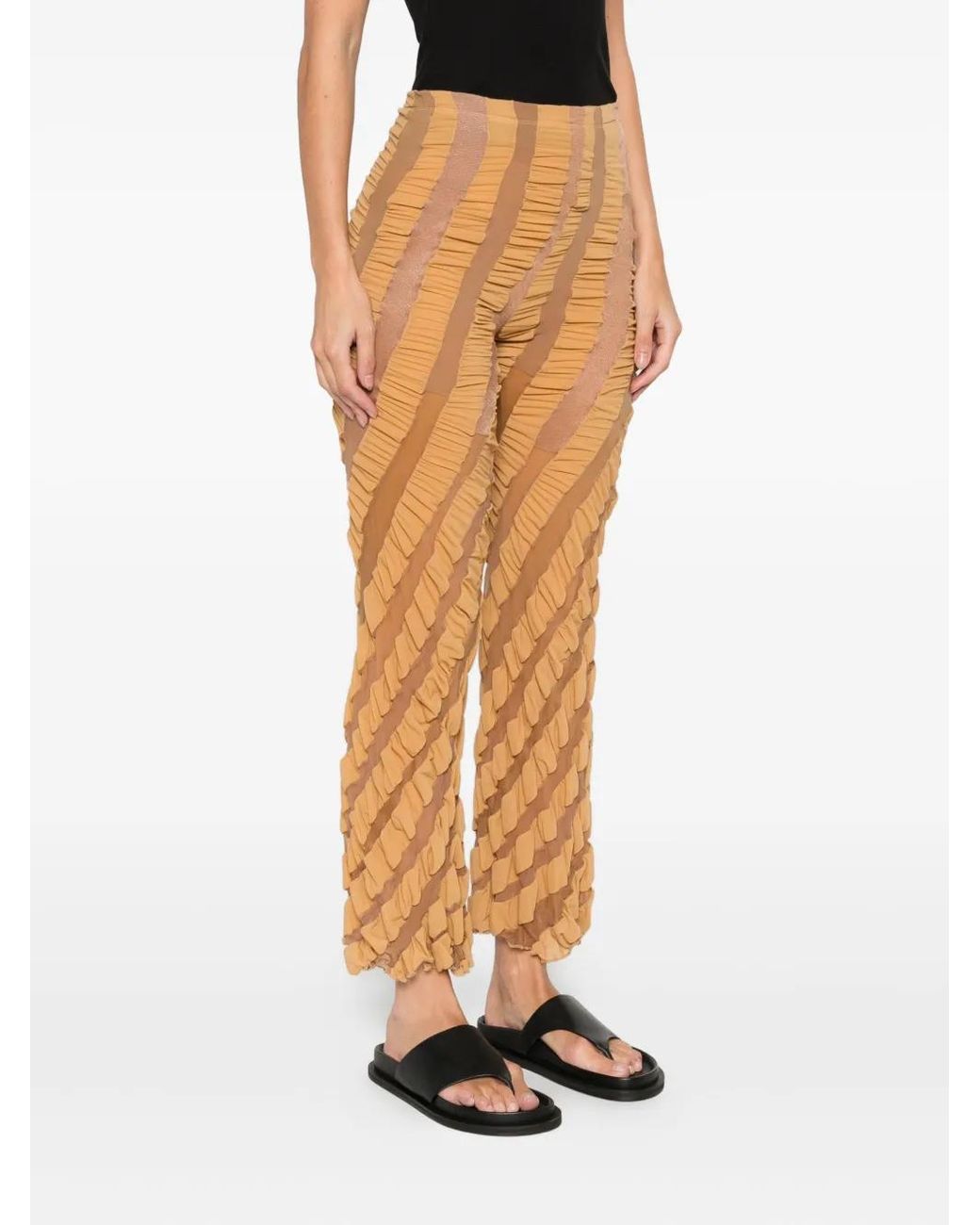Anni Salonen Orange Twisted Ruffled Trousers