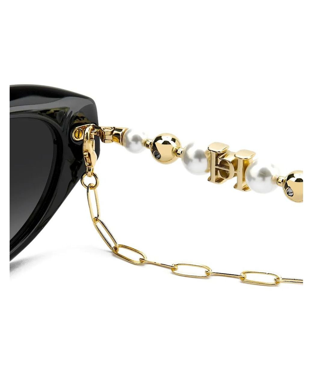 Carolina Herrera White Embellished Cat-Eye Sunglasses
