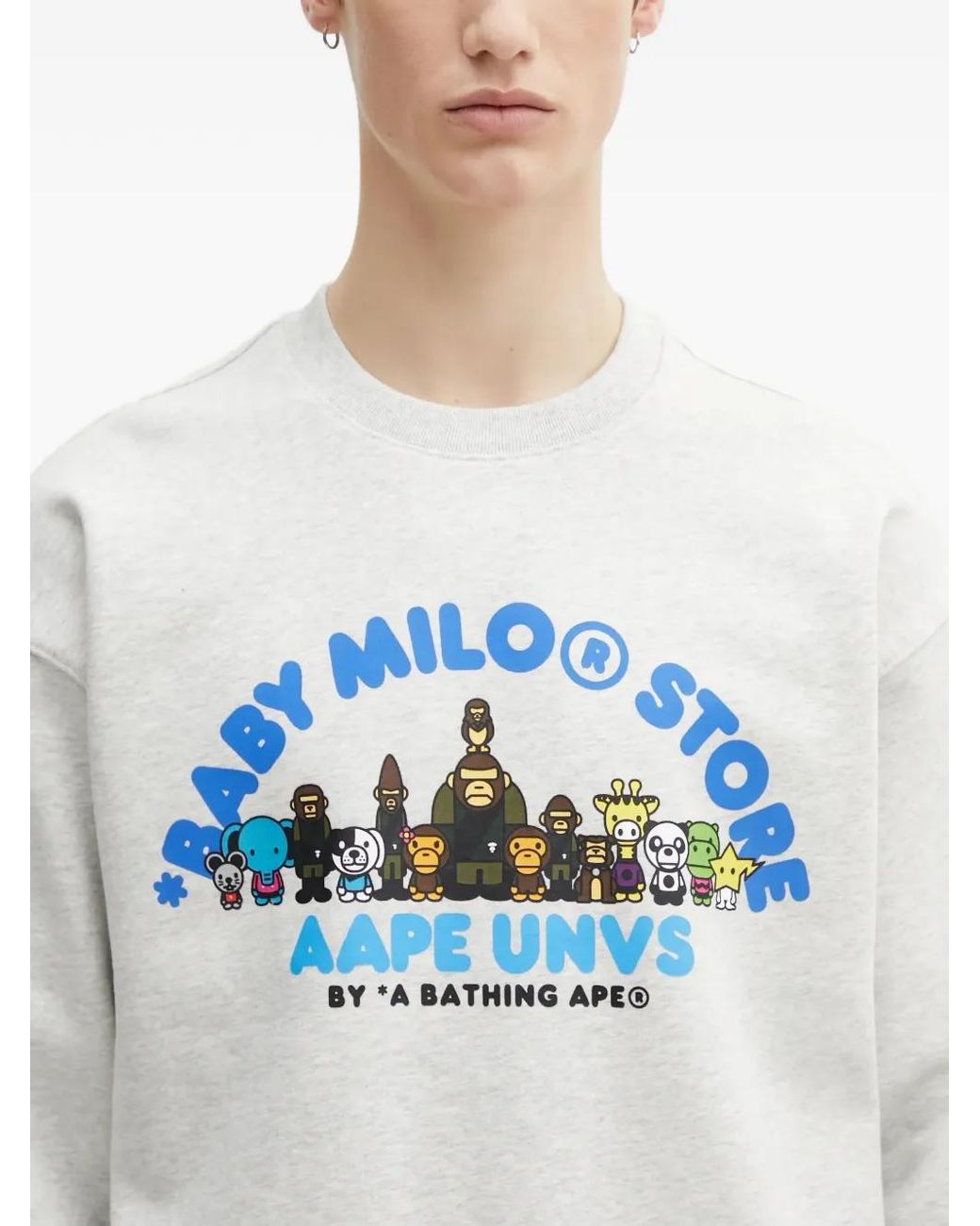 Aape By A Bathing Ape Gray X Baby Milo Store Aapeunvs Crew Neck Sweatshirt for men