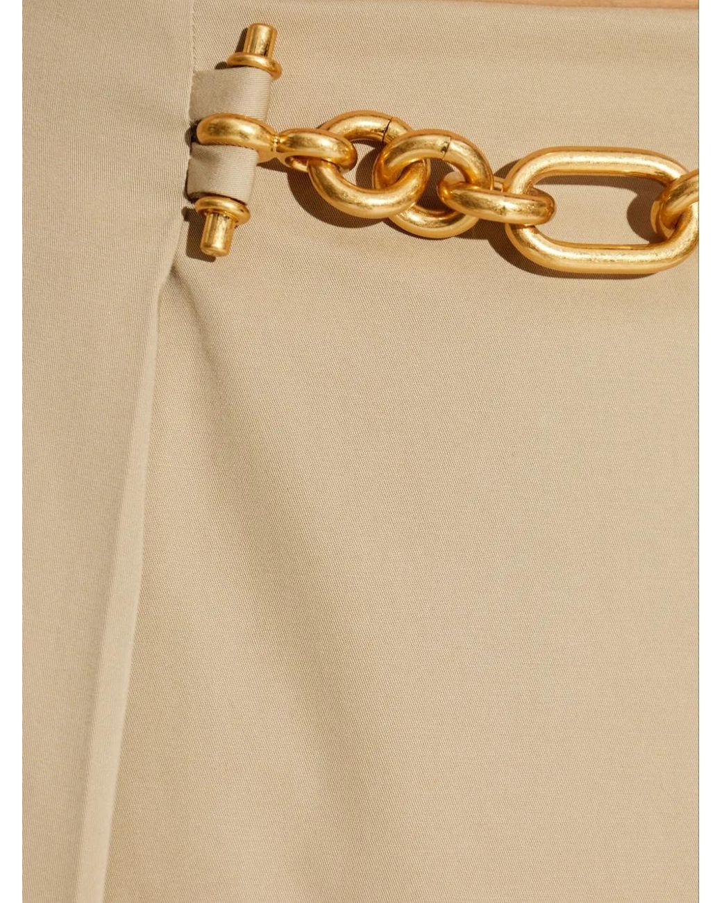 Balmain Natural Chain-Embellished A-Line Skirt