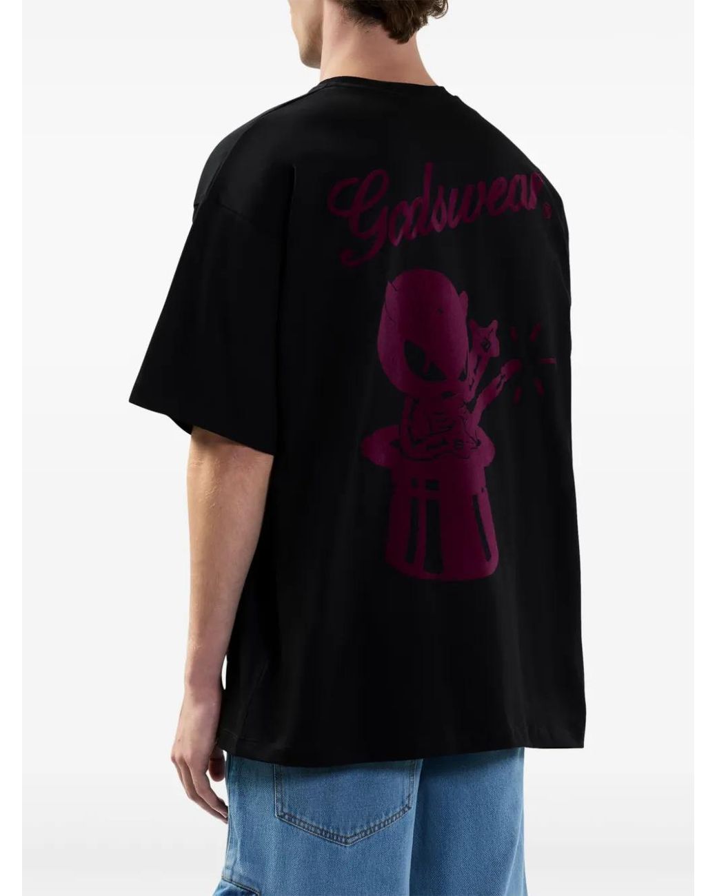 Gcds Black Graphic-Printed T-Shirt for men