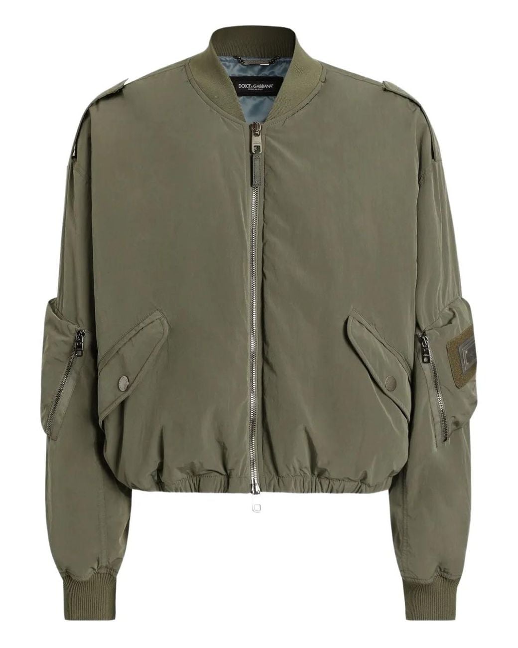 Dolce & Gabbana Green Wavy Nylon Bomber Jacket for men