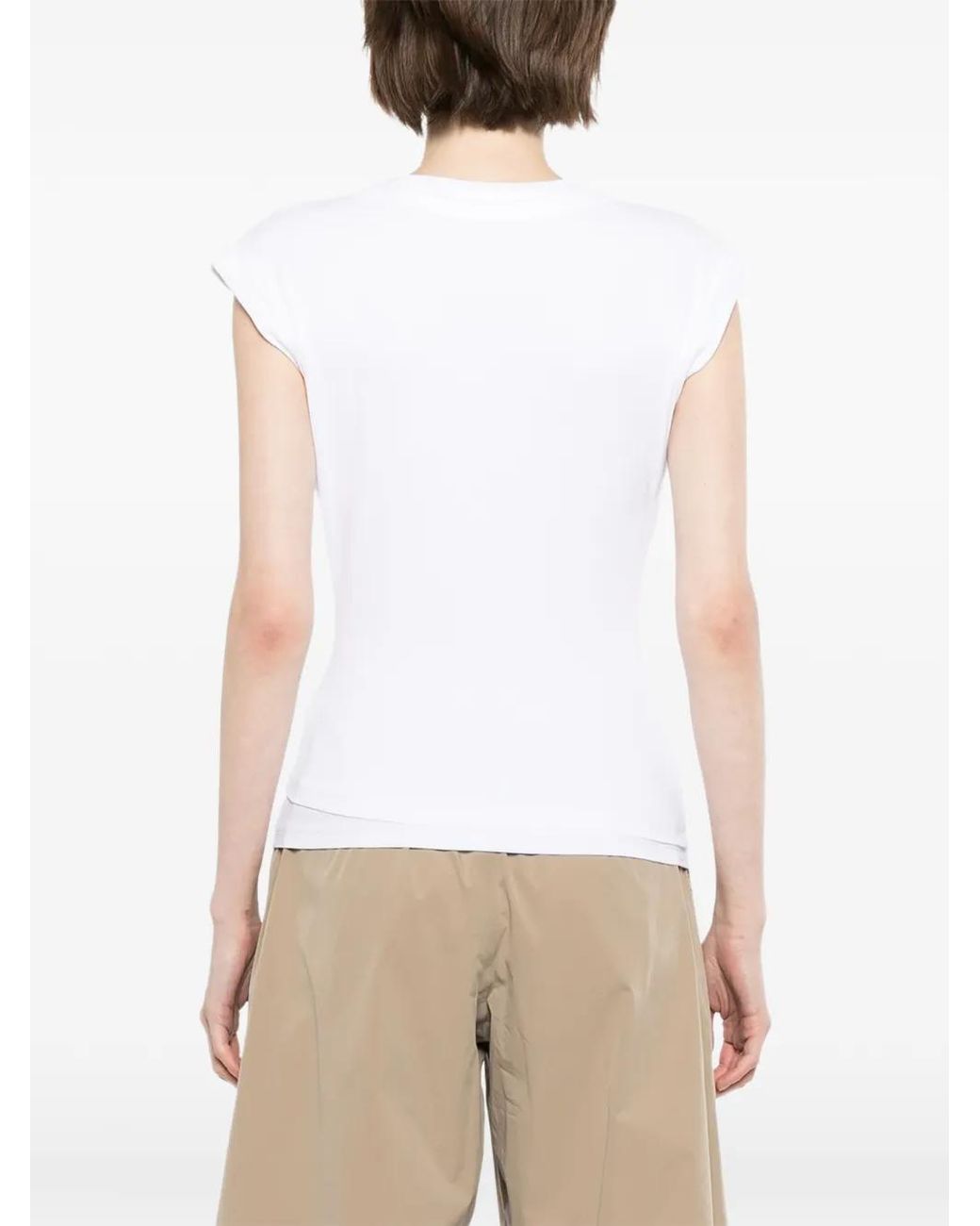 Alexander Wang White Twisted Bust Layered Tank