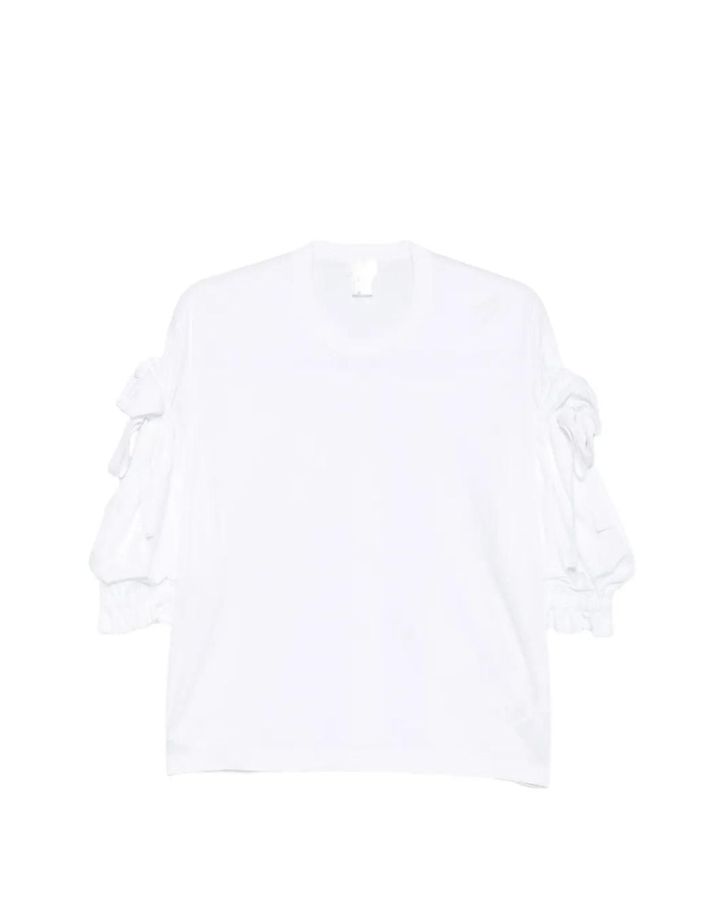 Noir Kei Ninomiya White Ruffled Bow-Detail T-Shirt