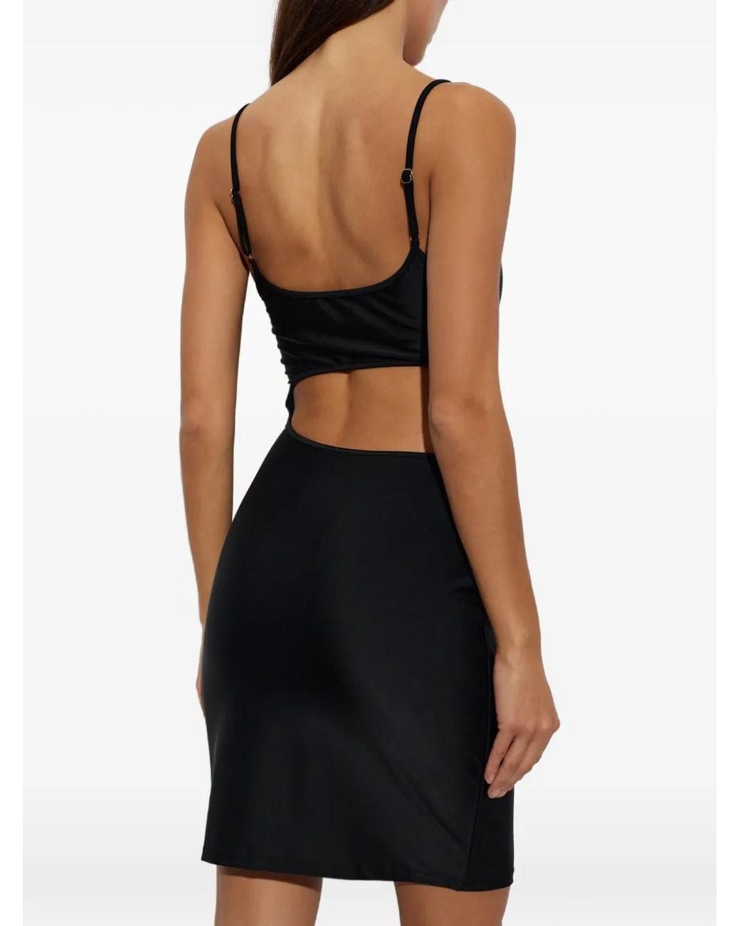 Moschino Black Heart-Detail Cutout Mini Beach Dress