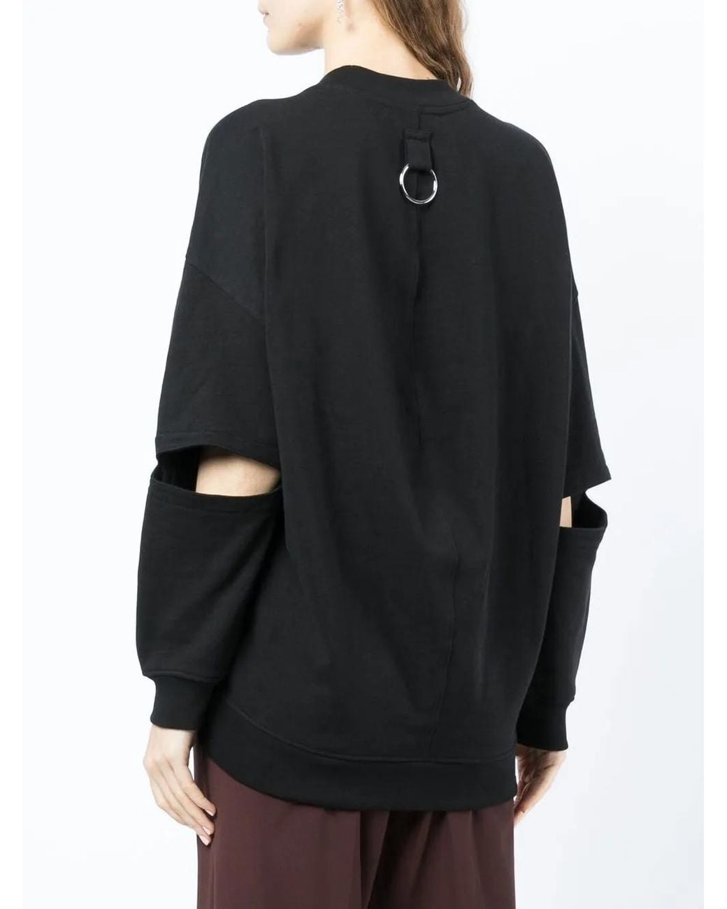 Tibi Black Cut Out-Detail Crew Neck Sweatshirt