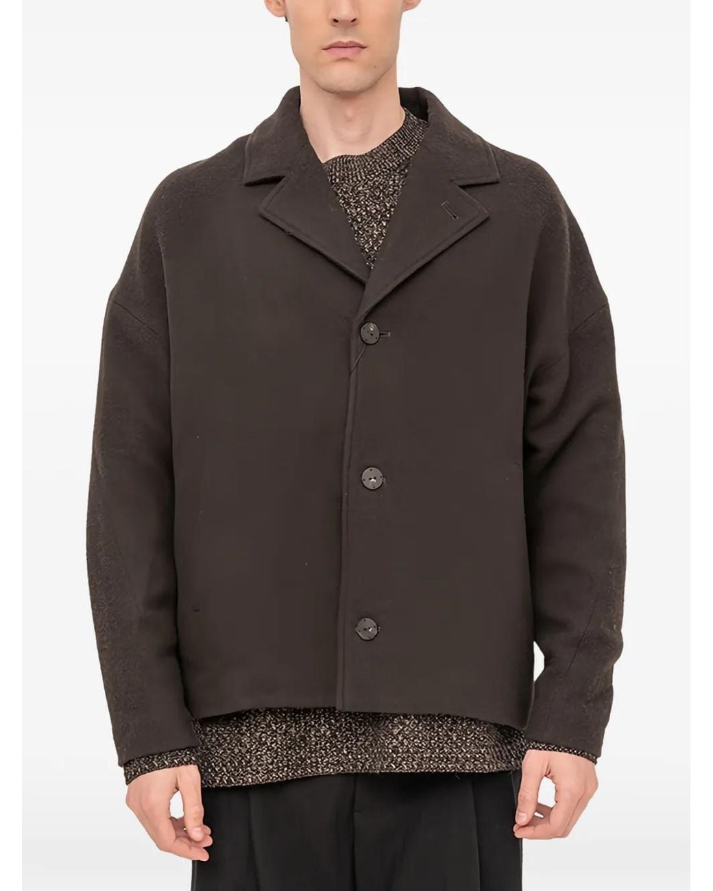 DEVOA Gray Single-Breasted Peacoat for men