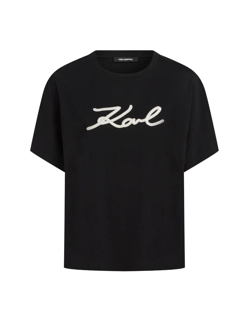 Karl Lagerfeld Black Signature Rope Detail T-Shirt
