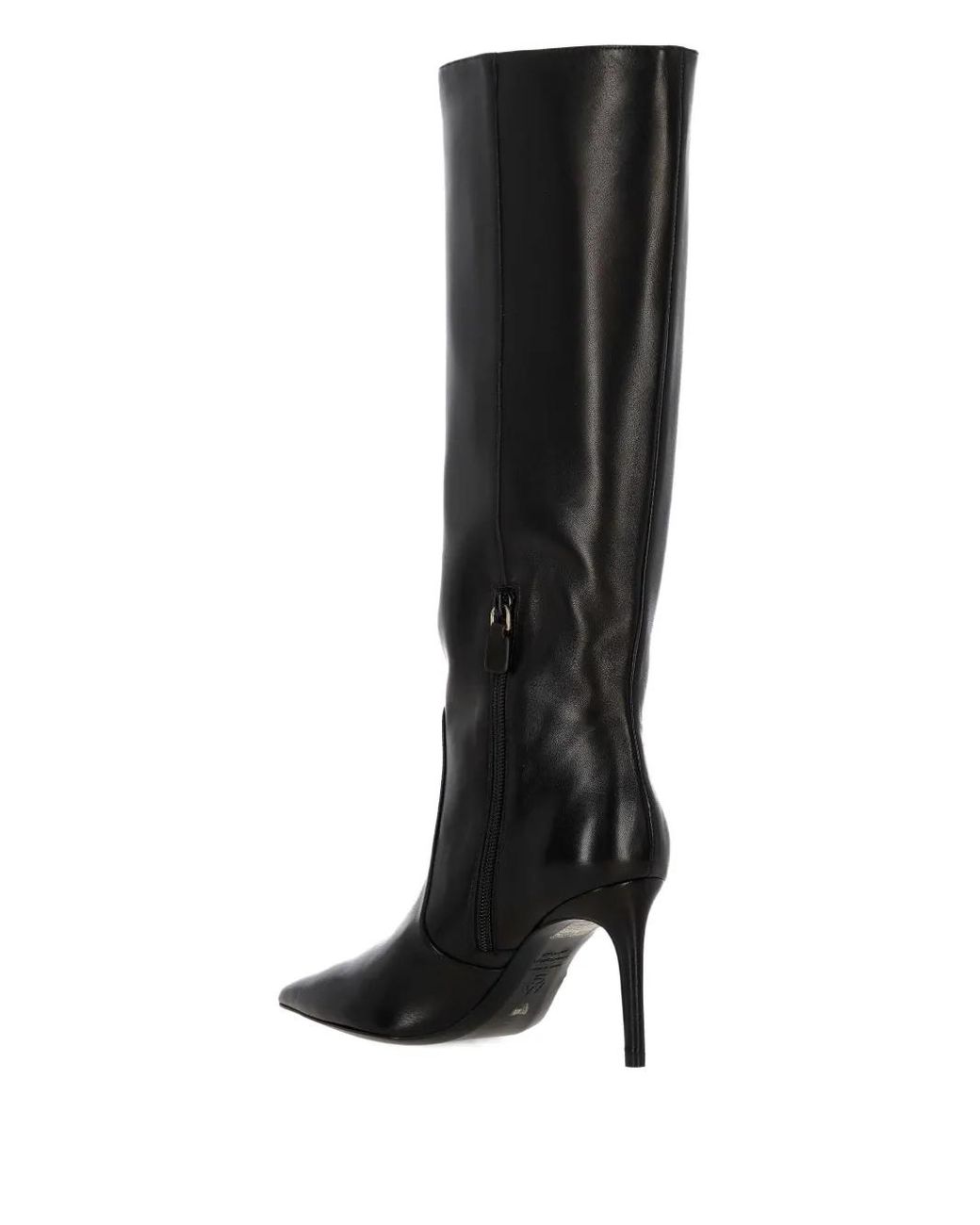 Stuart Weitzman Black Leather Pointed-Toe Knee-High Boots