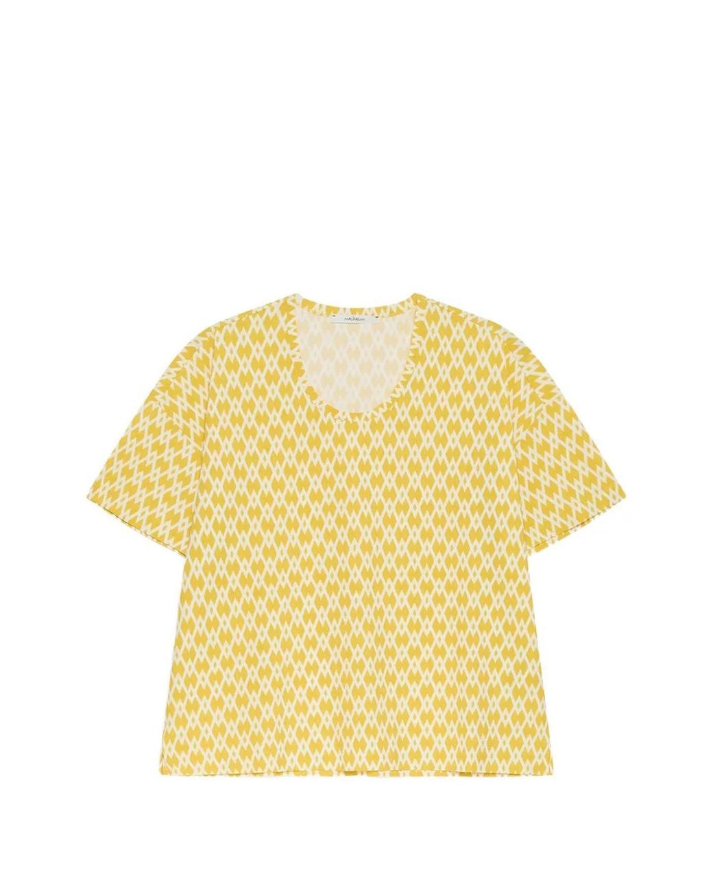 Maliparmi Yellow Geometric Round-Neck T-Shirt