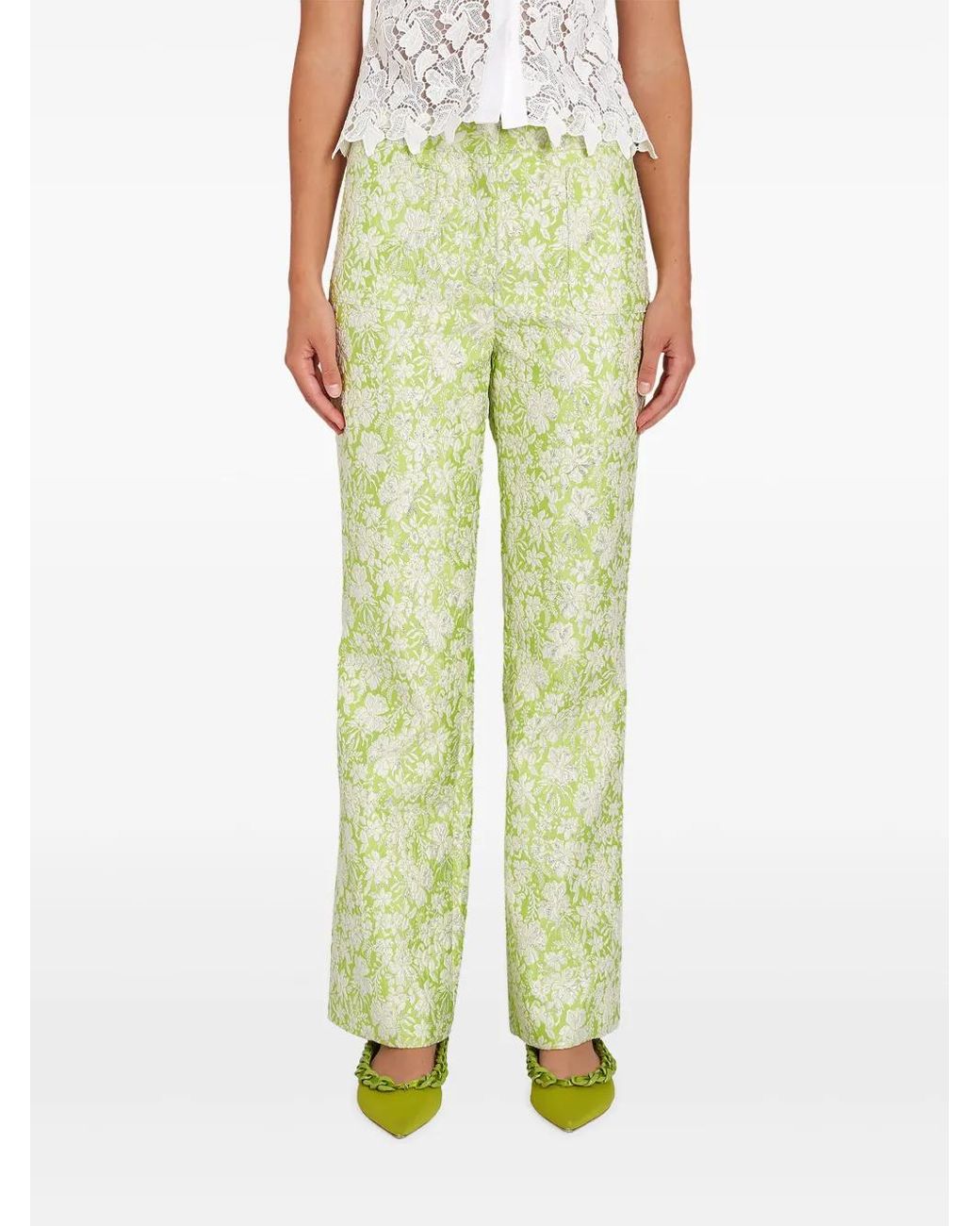 Giambattista Valli Green Tender Spring Cloque Trousers