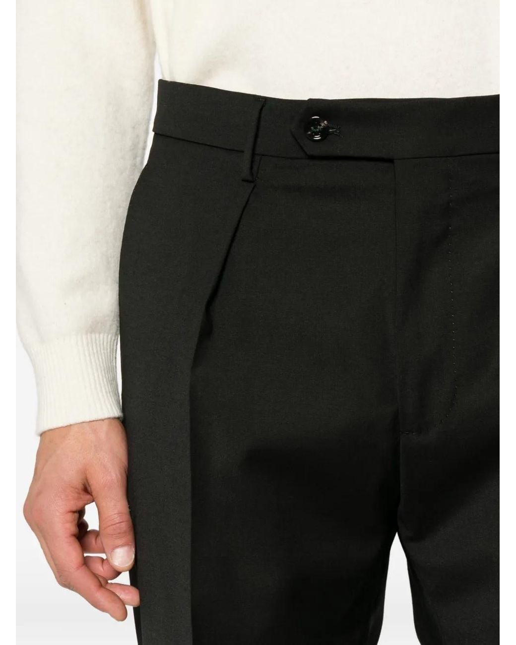 Berwich Black Pleated Trousers for men